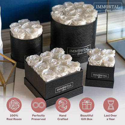 Preserved Roses in a Box, Preserved Flowers, Forever Roses Box, Mom Birthday Gifts from Daughter, Flowers for Delivery Prime Birthday, Sympathy Flowers, White 7